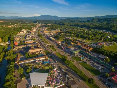 aerial of Pigeon Forge TN