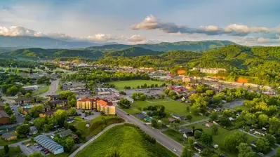 aerial view of pigeon forge and sevierville