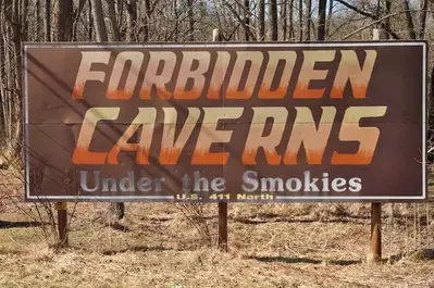 forbidden caverns under the smokies sign