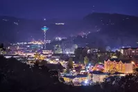 glittering lights on New Year's Eve in Gatlinburg