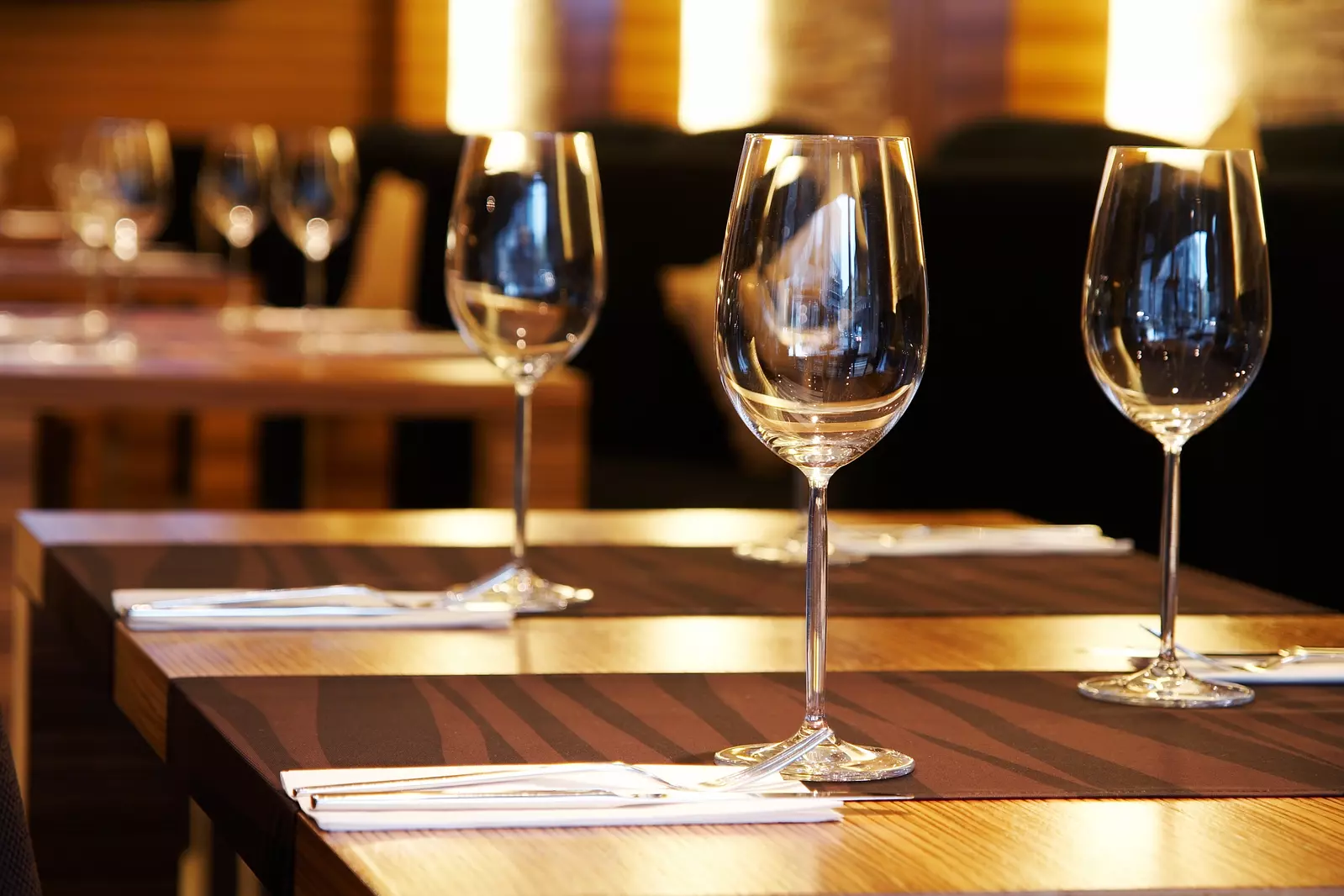 wine glasses on table in restaurant
