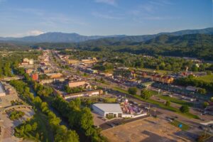 aerial view of Pigeon Forge