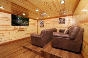 movie theater room in Smoky Mountain cabin