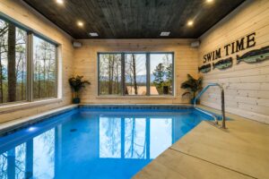 The indoor heated saltwater pool can be enjoyed no matter the weather outside!