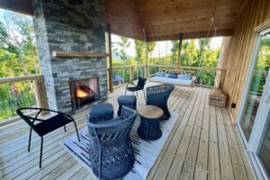 Covered porch with gas logs