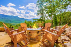 Outdoor firepit and view