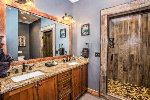 master bath with dual shower head shower